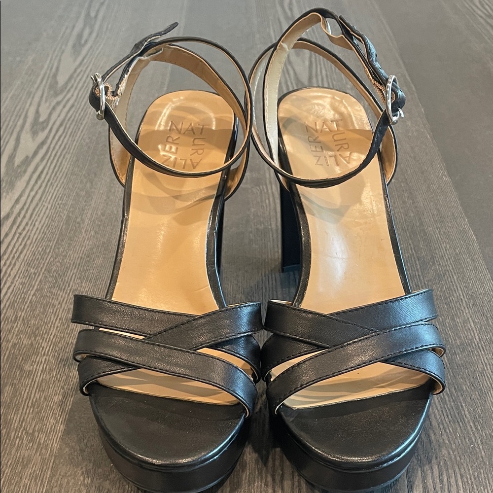 Naturalizer Black Strappy Heels
